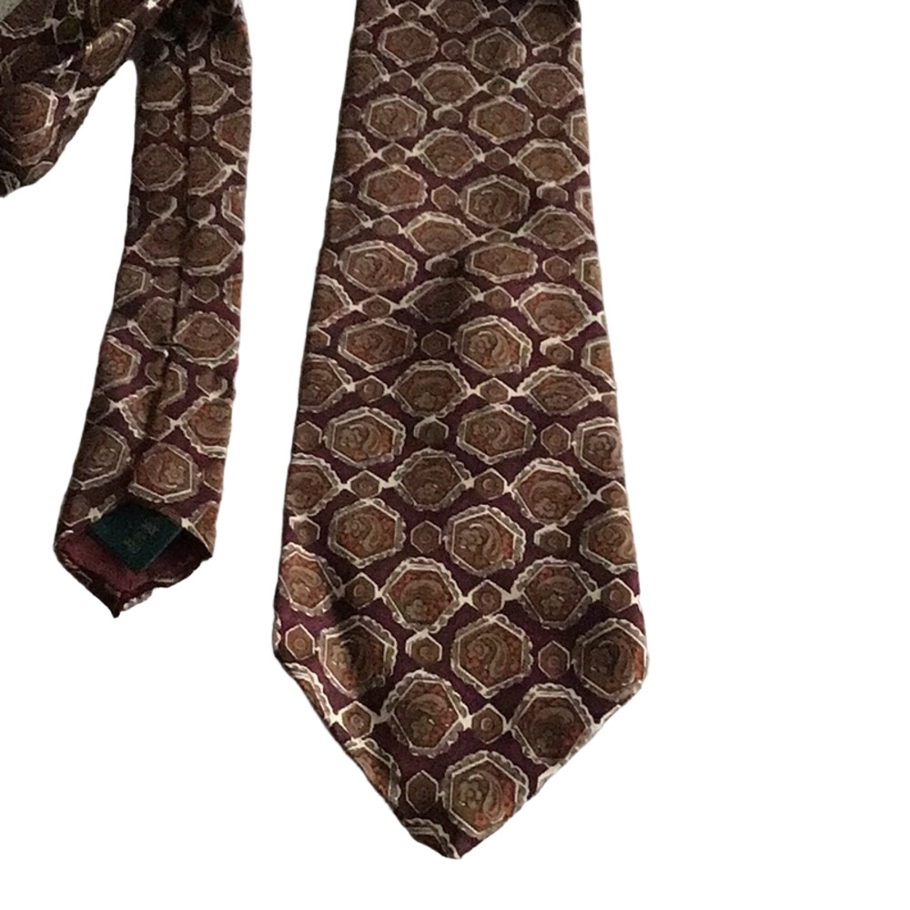 J.Crew Burgundy and Gold Paisley Silk Tie